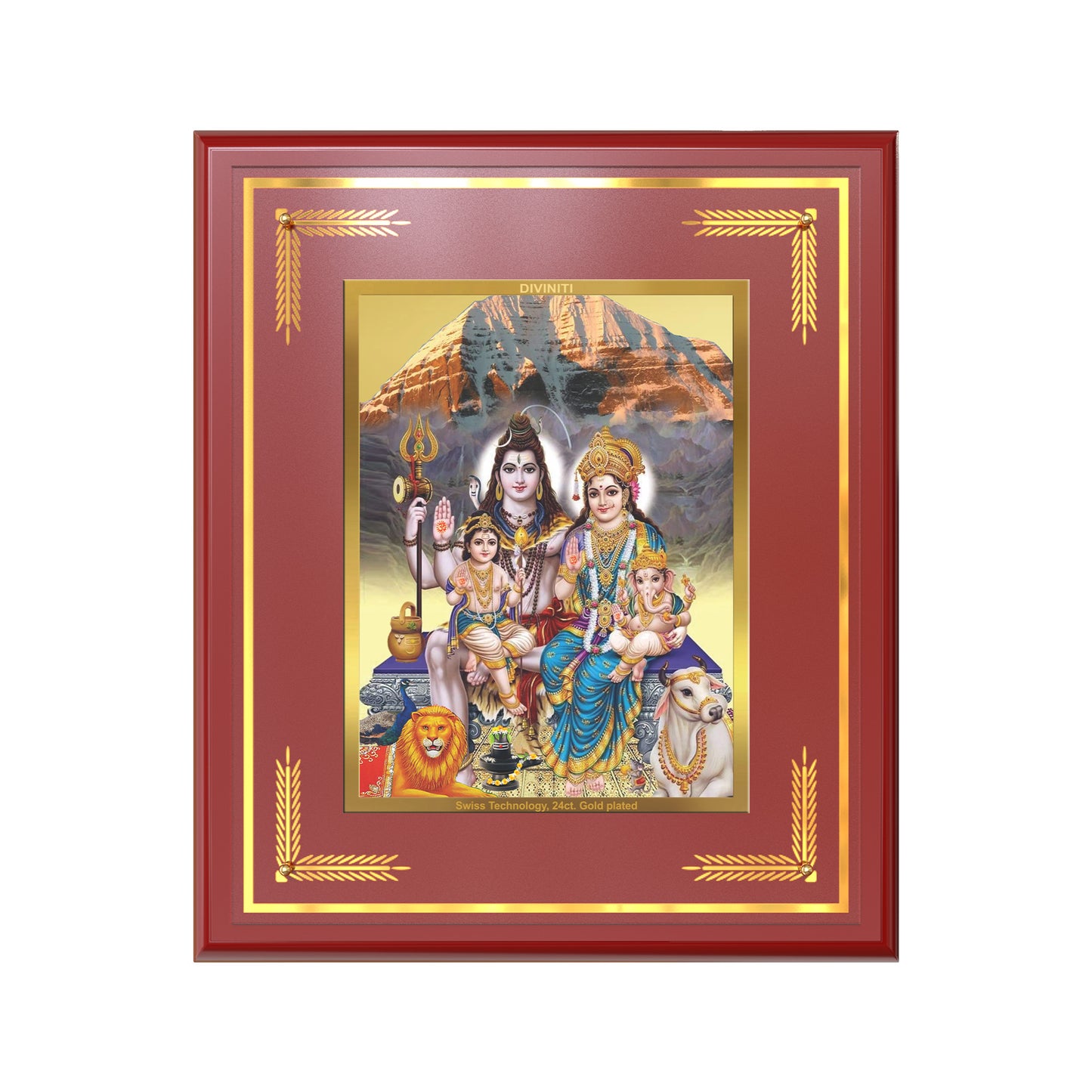 Shiva Parivar | Divine Family of Lord Shiva Wall Mount Photo Frame in 24K Gold Plated Foil
