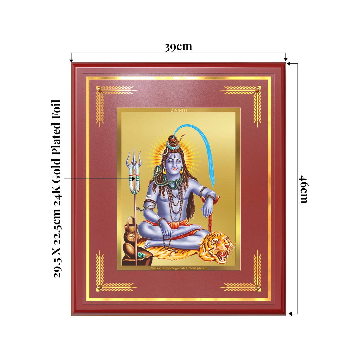 Lord Shiva | Mahadev The Supreme Consciousness Wall Mount Photo Frame in 24K Gold Plated Foil