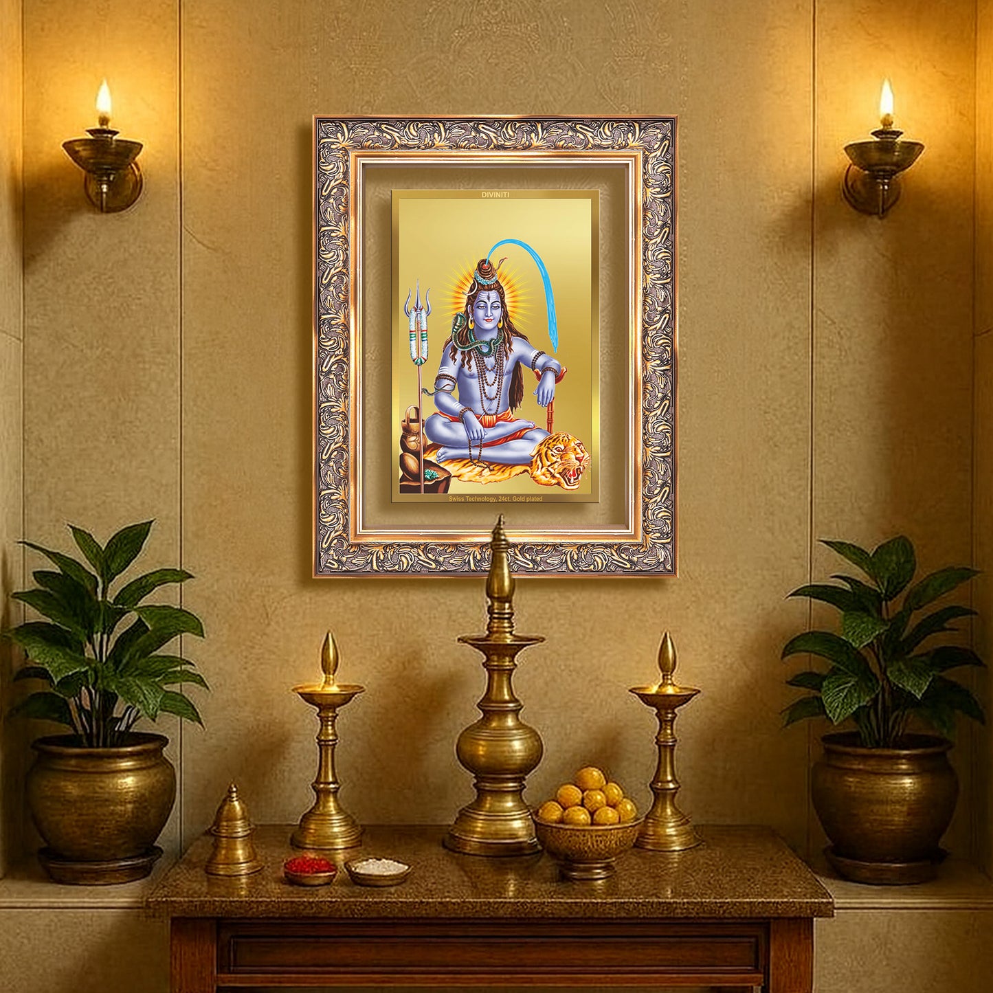 Lord Shiva | Mahadev The Supreme Consciousness Wall Mount Photo Frame in 24K Gold Plated Foil