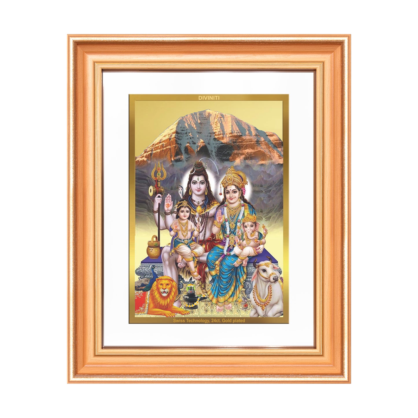 Shiva Parivar | Divine Family of Lord Shiva Wall Mount Photo Frame in 24K Gold Plated Foil