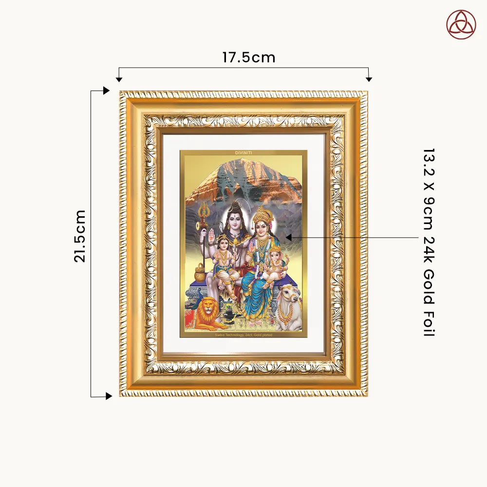 Shiva Parivar | Divine Family of Lord Shiva Wall & Tabletop Photo Frame in 24K Gold Plated Foil