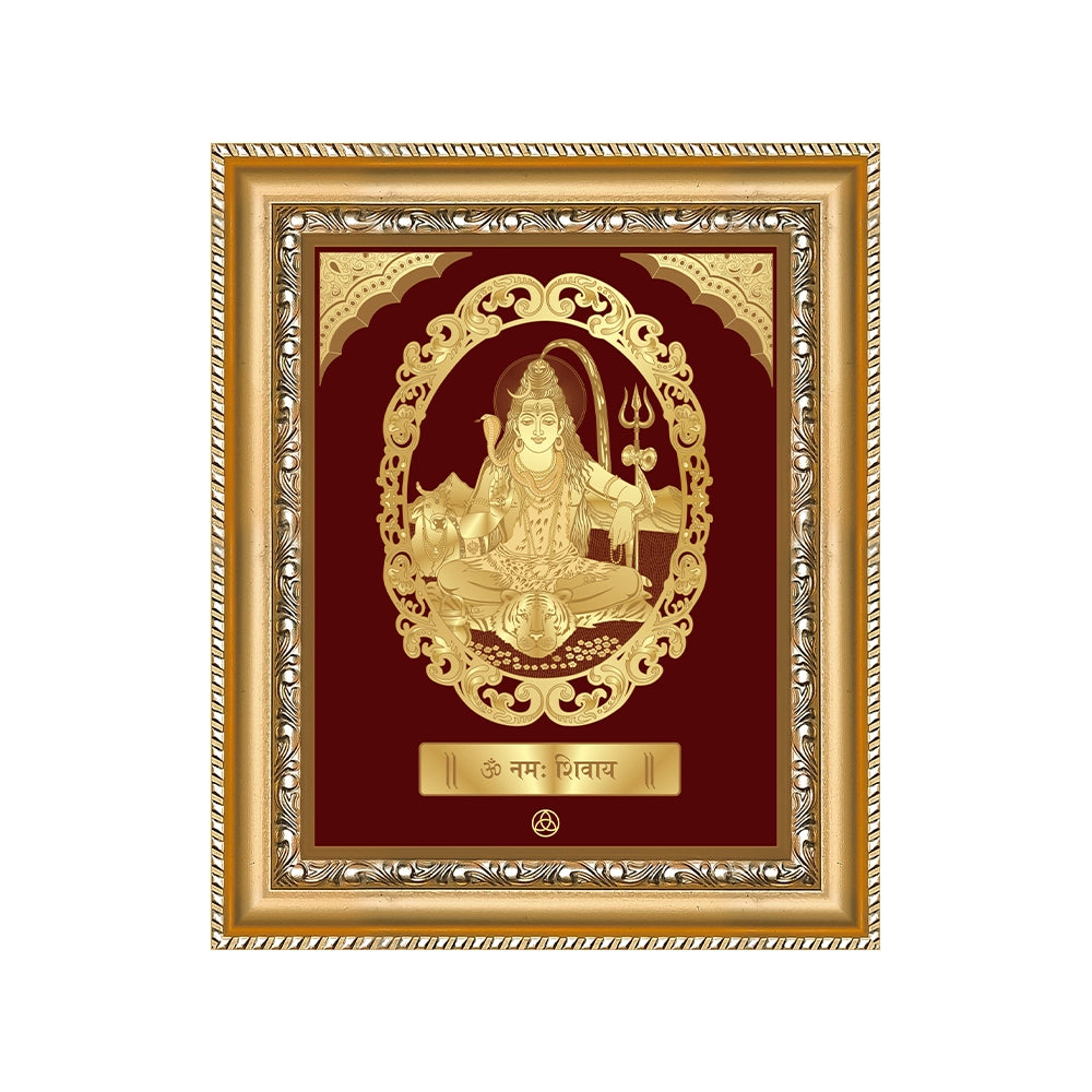 Shiva with Arch wall hanging in 24K gold plated foil, depicting divine love and devotion in an elegant frame.