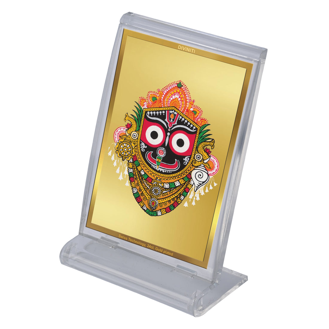 Diviniti 24K Gold Plated Jagannath Frame For Car Dashboard, Home Decor, Table, Puja (11 x 6.8 CM)