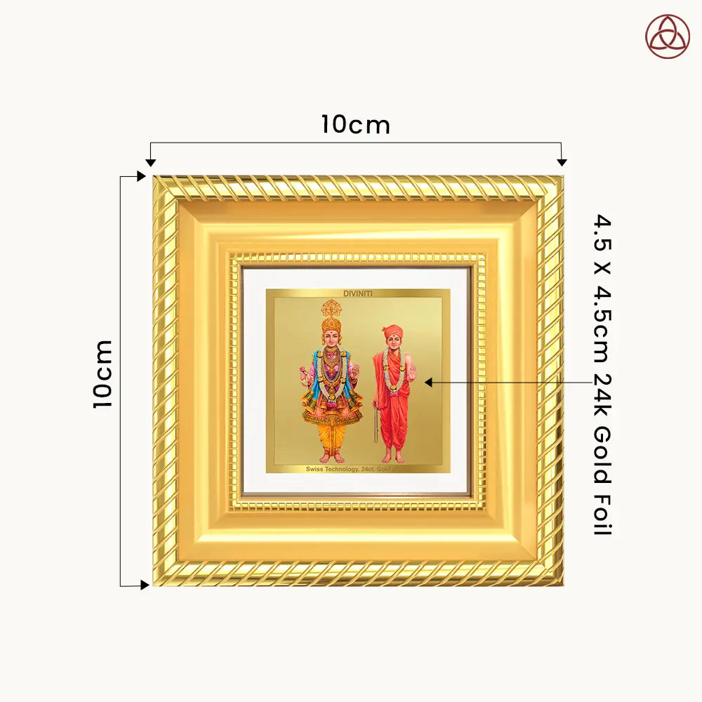 Lord Swaminarayan | Incarnation of Dharma & Divine Grace Tabletop Frame in 24K Gold Plated Foil