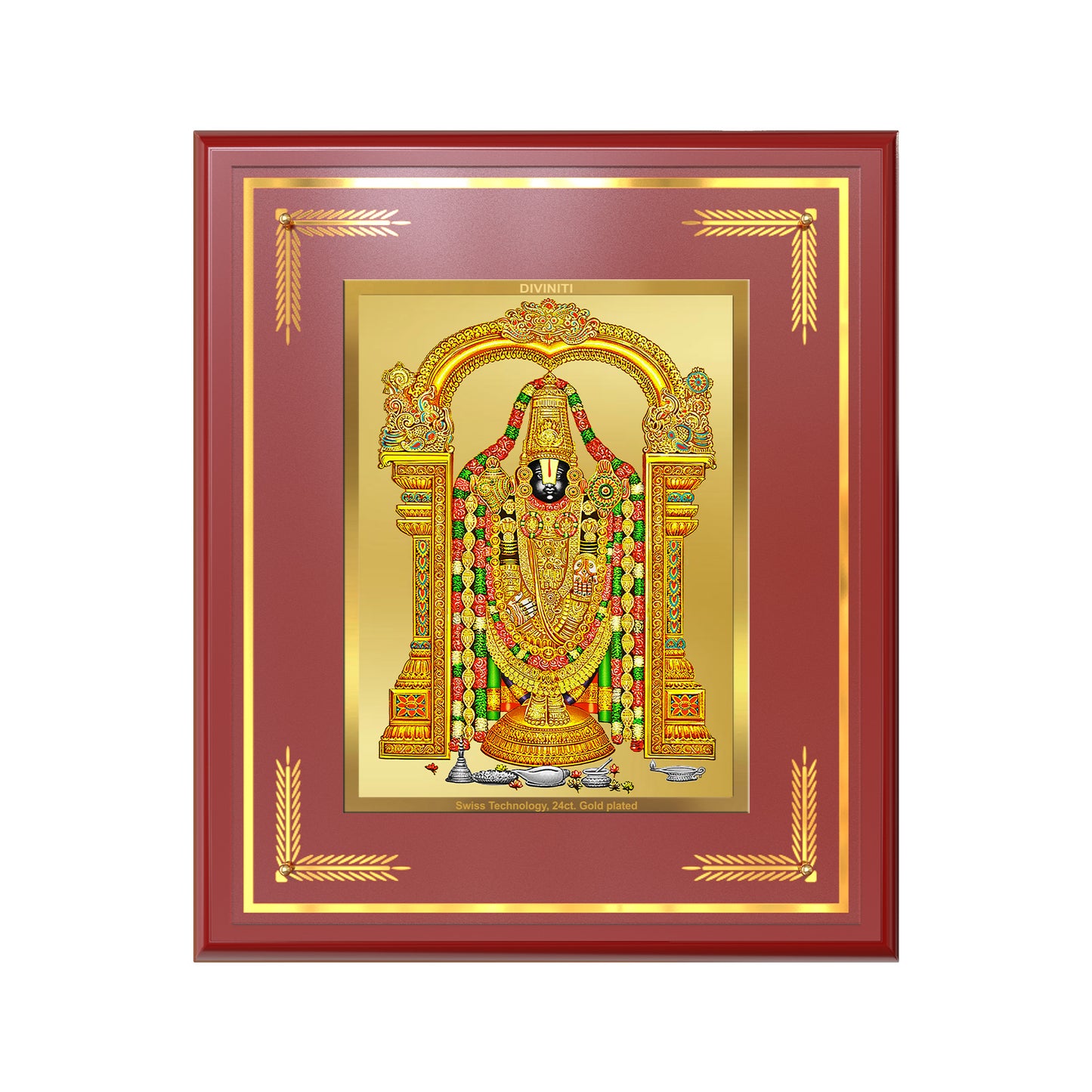 Lord Tirupati Balaji | Sri Venkateswara | Supreme form of Vishnu from Tirumala Wall Mount Photo Frame in 24K Gold Plated Foil
