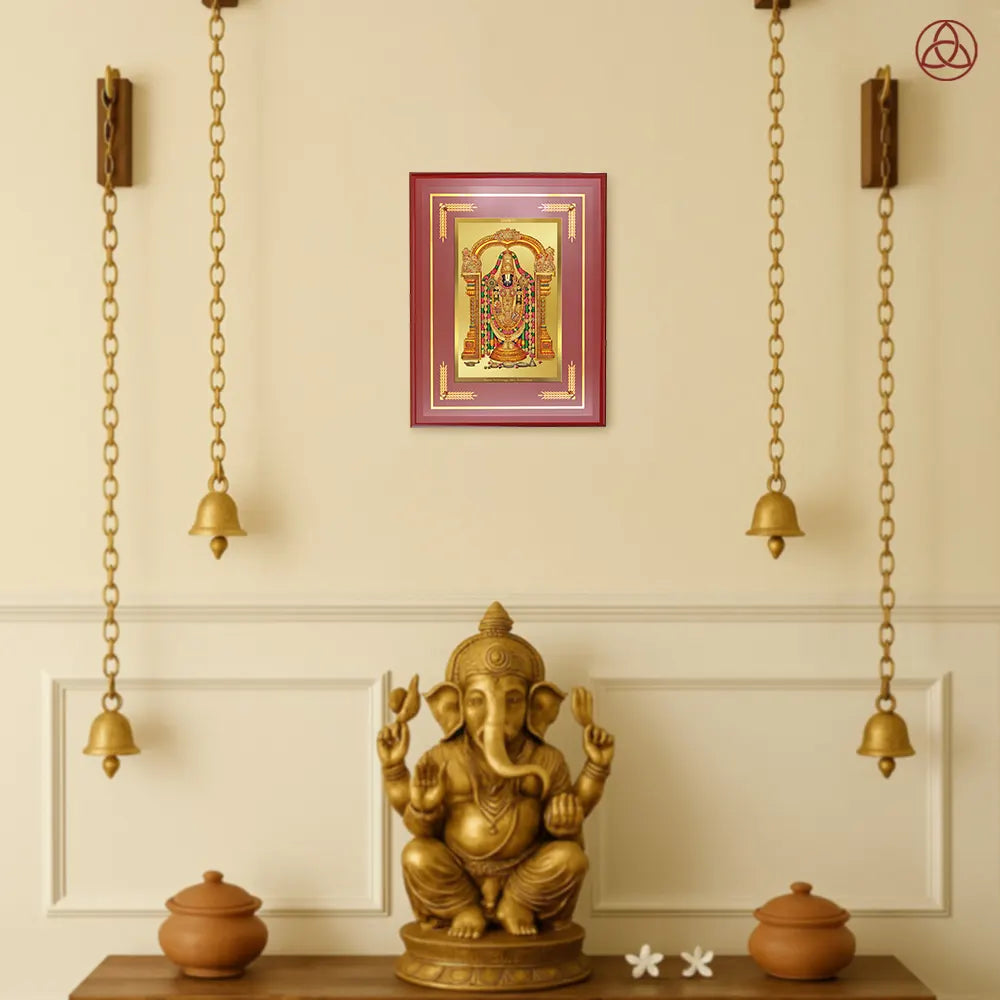 Lord Tirupati Balaji | Sri Venkateswara | Supreme Form of Vishnu from Tirumala Wall Photo Frame in 24K Gold Plated Foil