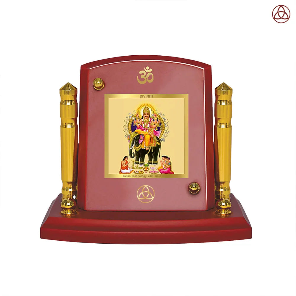 Lord Vishwakarma | Divine Architect of the Universe Car Dashboard Frame in 24K Gold Plated Foil