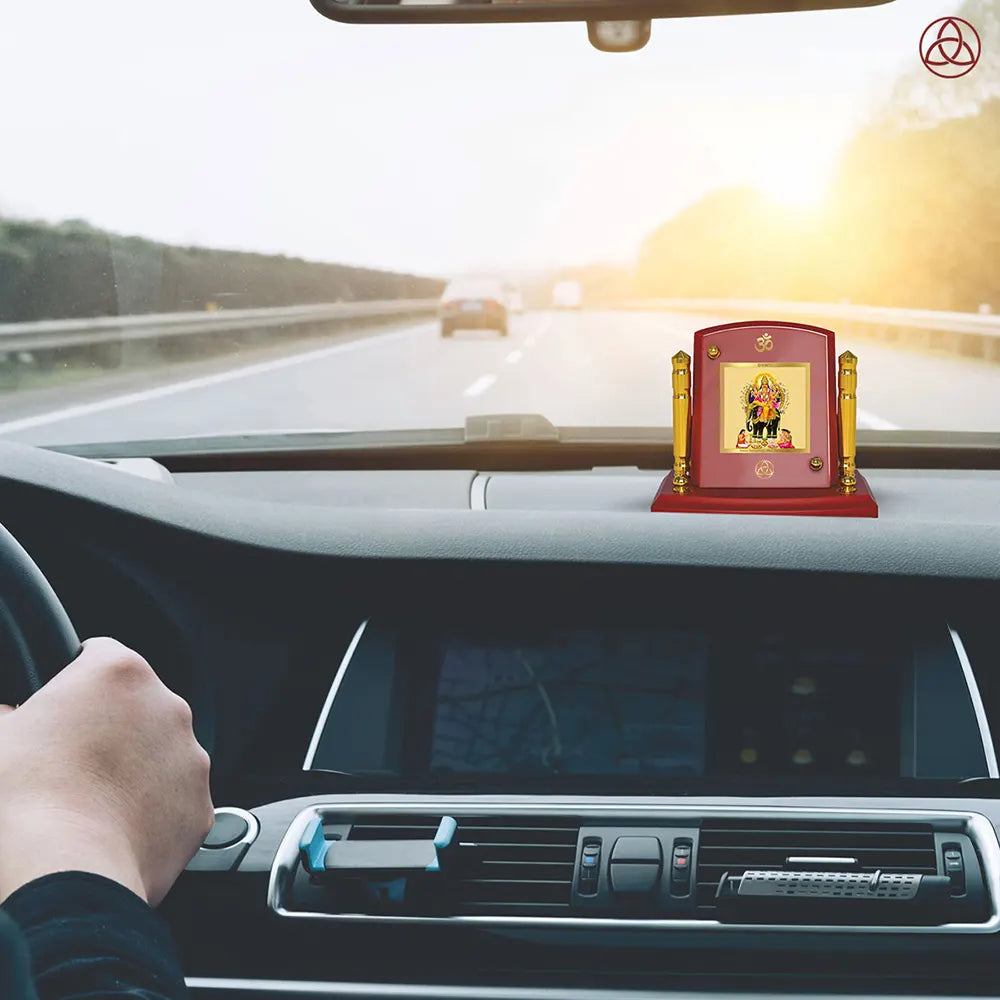 Lord Vishwakarma | Divine Architect of the Universe Car Dashboard Frame in 24K Gold Plated Foil