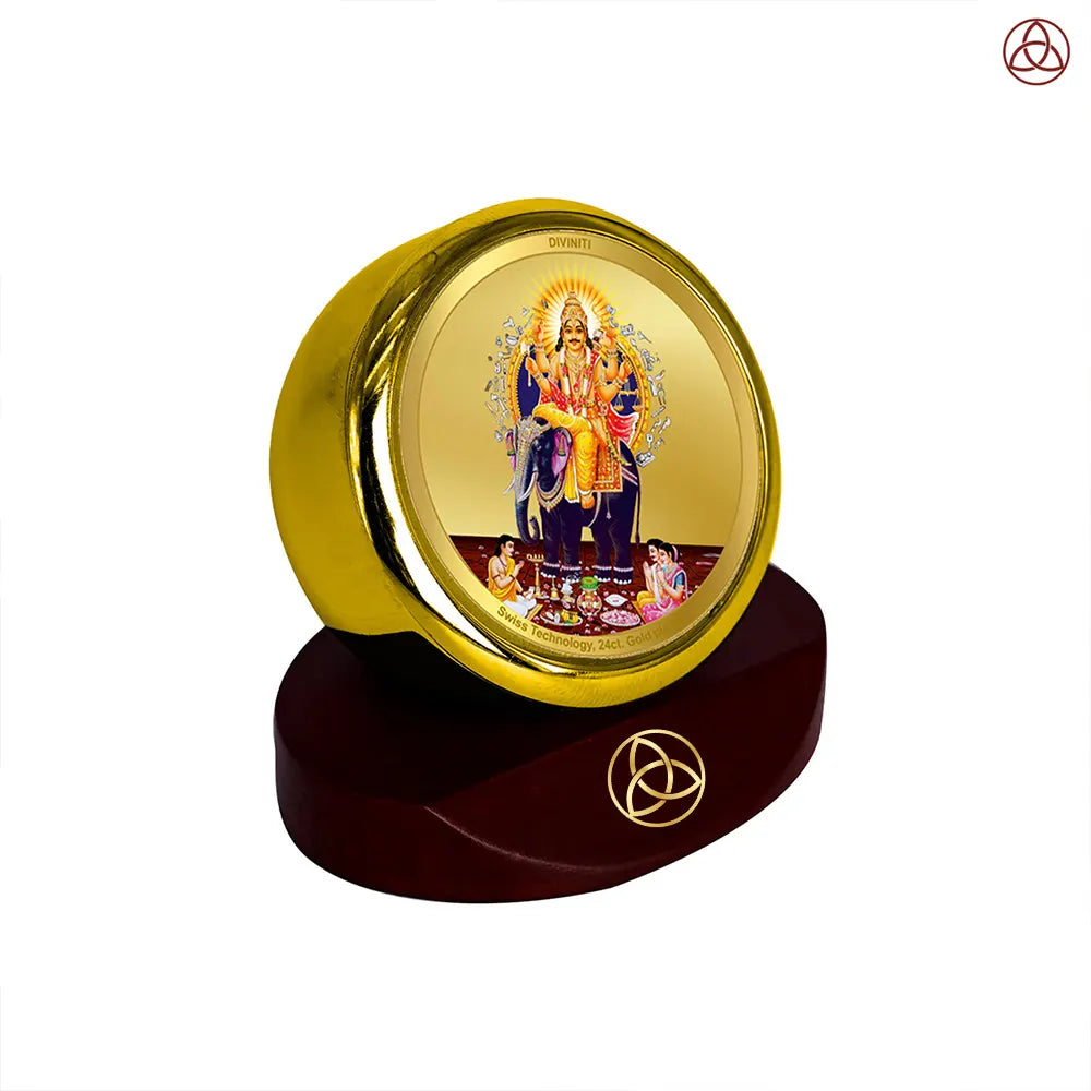 Lord Vishwakarma | Divine Architect of the Universe Car Dashboard Frame in 24K Gold Plated Foil