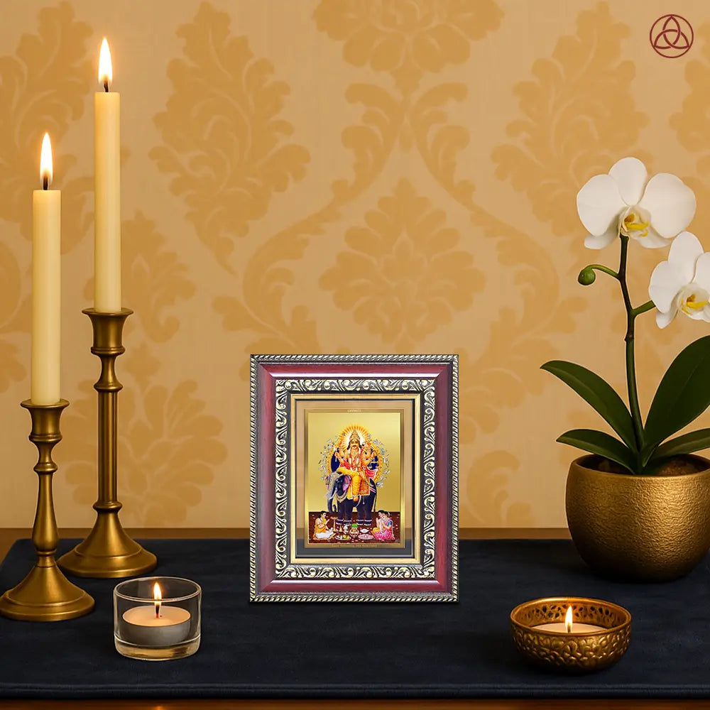 Lord Vishwakarma | Divine Architect of the Universe Tabletop Frame in 24K Gold Plated Foil