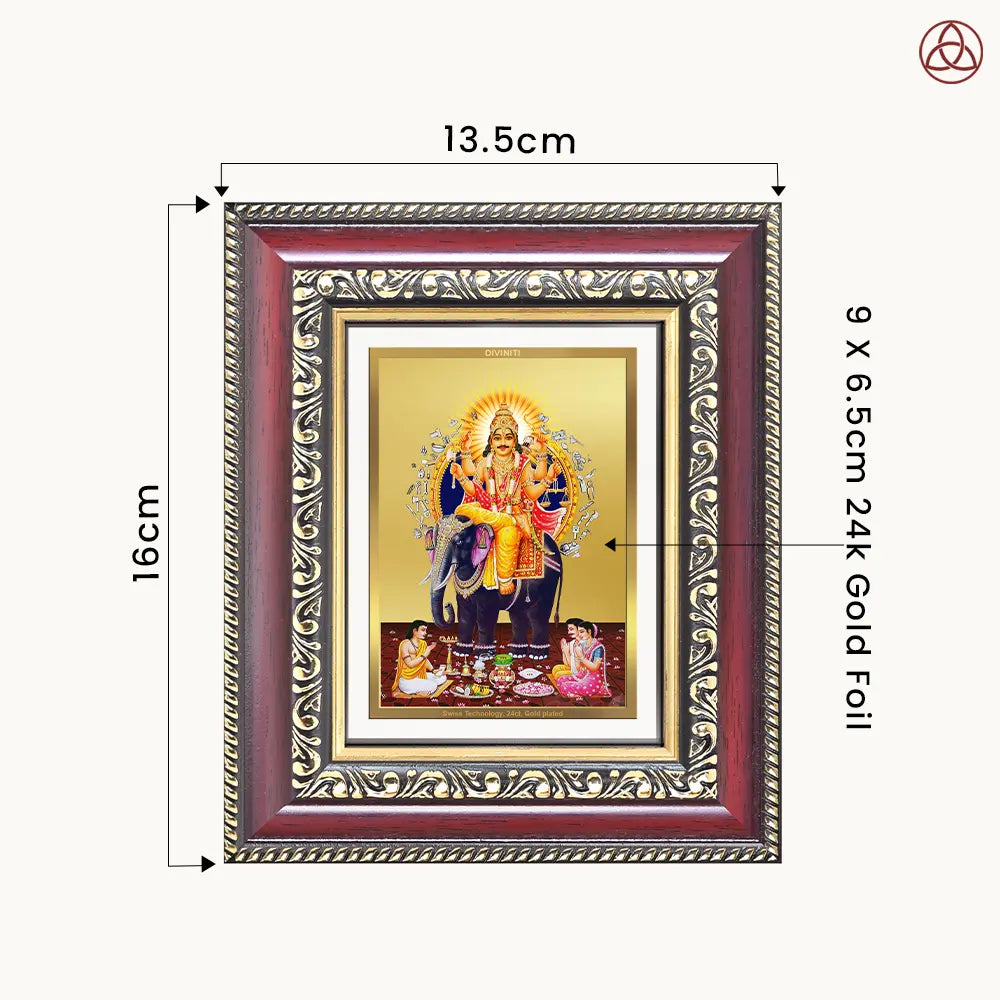 Lord Vishwakarma | Divine Architect of the Universe Tabletop Frame in 24K Gold Plated Foil