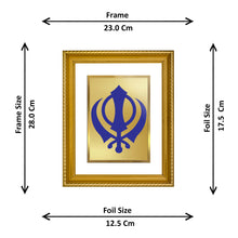 Load image into Gallery viewer, DIVINITI Khanda Sahib Gold Plated Wall Photo Frame, Table Decor| DG Frame 056 Size 2.5 and 24K Gold Plated Foil| Religious Photo Frame, Gifts Items (28 CM X 23 CM)
