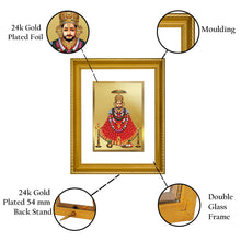 Load image into Gallery viewer, DIVINITI Khatu Shyam with Garlands Gold Plated Wall Photo Frame, Table Decor| DG Frame 056 Size 2.5 and 24K Gold Plated Foil(28 CM X 23 CM)
