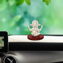 Load image into Gallery viewer, DIVINITI 999 Silver Plated Four Hands Lord Ganesha Idol For Car Dashboard, Home Decor, Table (6 X 6 CM)
