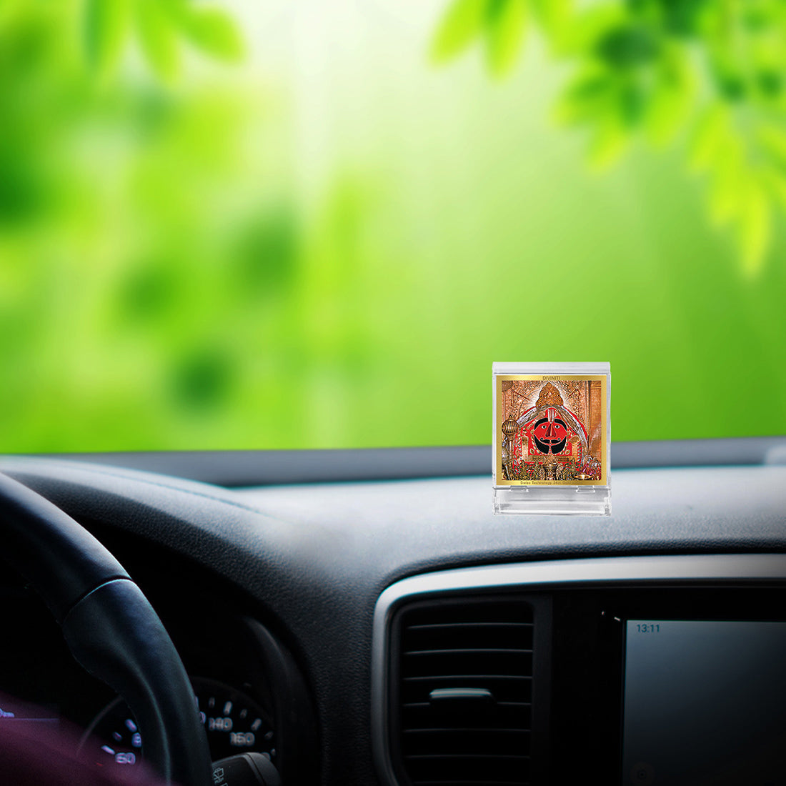 Diviniti 24K Gold Plated Salasar Balaji Acrylic Frame for Car Dashboard, Home Decor, Tabletop, Puja Room, Festival Gift ACF3A (5.8x4.8 CM)