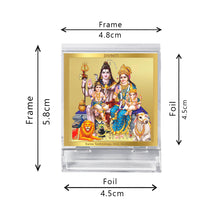 Load image into Gallery viewer, Diviniti 24K Gold Plated Shiv Parivar Frame For Car Dashboard, Home Decor, Puja, Gift (5.8 x 4.8 CM)
