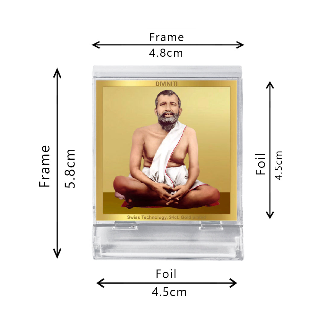 Diviniti 24K Gold Plated Ramakrishna Acrylic Frame for Car Dashboard, Home Decor, Tabletop, Puja Room, Festival Gift ACF3A (5.8x4.8 CM)