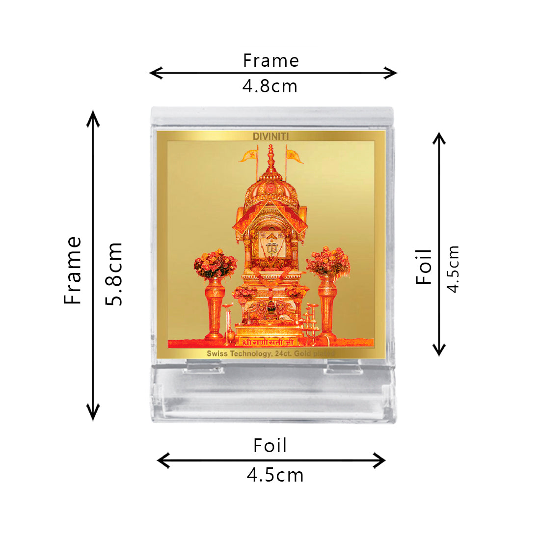 Diviniti 24K Gold Plated Rani Sati Acrylic Frame for Car Dashboard, Home Decor, Tabletop, Puja Room, Festival Gift ACF3A (5.8x4.8 CM)