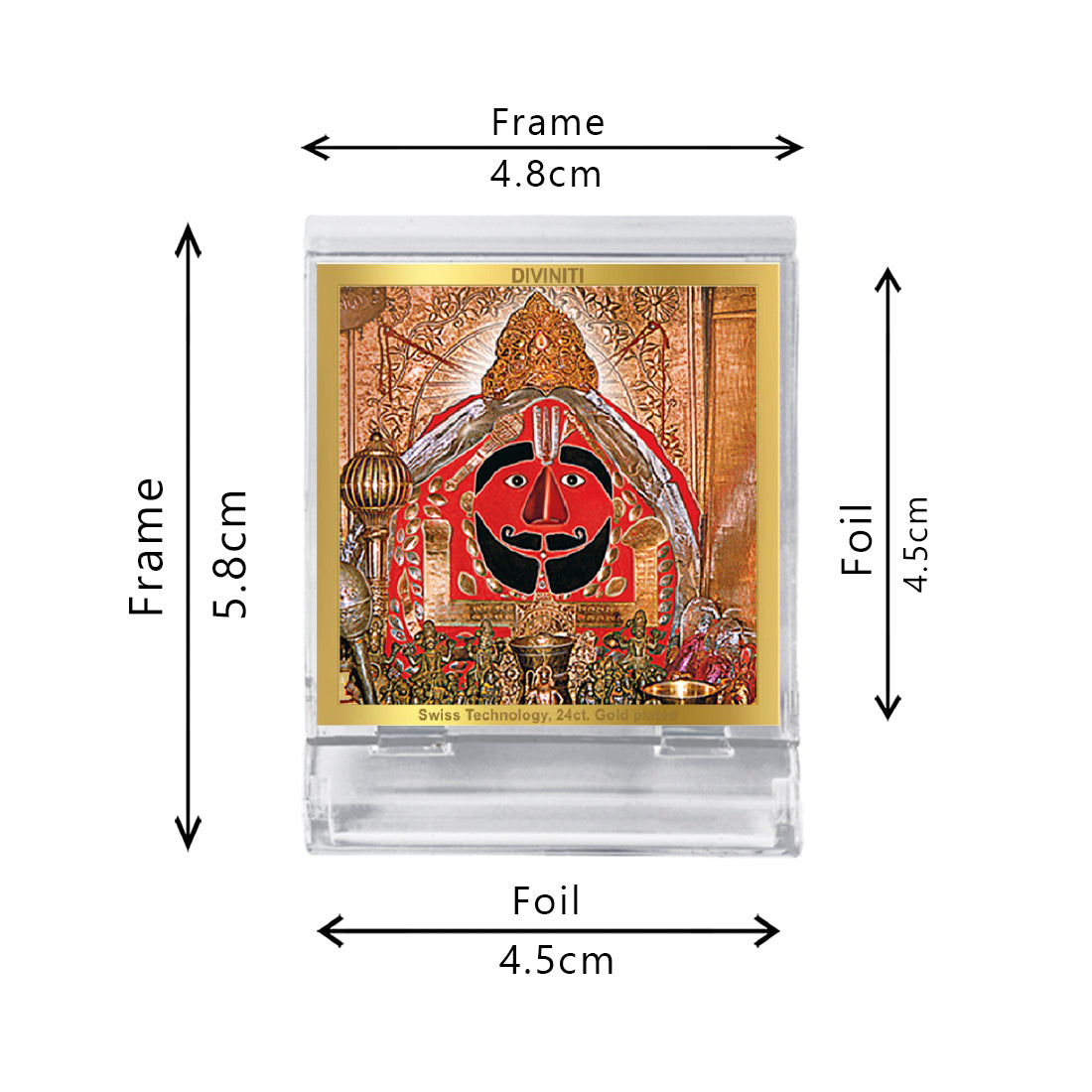 Diviniti 24K Gold Plated Salasar Balaji Acrylic Frame for Car Dashboard, Home Decor, Tabletop, Puja Room, Festival Gift ACF3A (5.8x4.8 CM)
