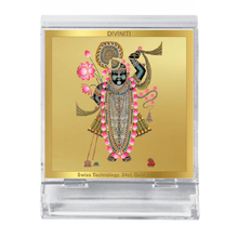 Load image into Gallery viewer, Diviniti 24K Gold Plated Shrinathji Frame For Car Dashboard, Home Decor, Table Top, Puja (5.8 x 4.8 CM)
