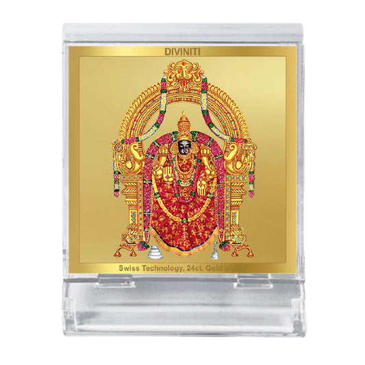 Diviniti 24K Gold Plated Padmavathi Acrylic Frame for Car Dashboard, Home Decor, Tabletop, Puja Room, Festival Gift ACF3A (5.8x4.8 CM)