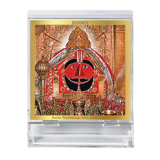 Diviniti 24K Gold Plated Salasar Balaji Acrylic Frame for Car Dashboard, Home Decor, Tabletop, Puja Room, Festival Gift ACF3A (5.8x4.8 CM)