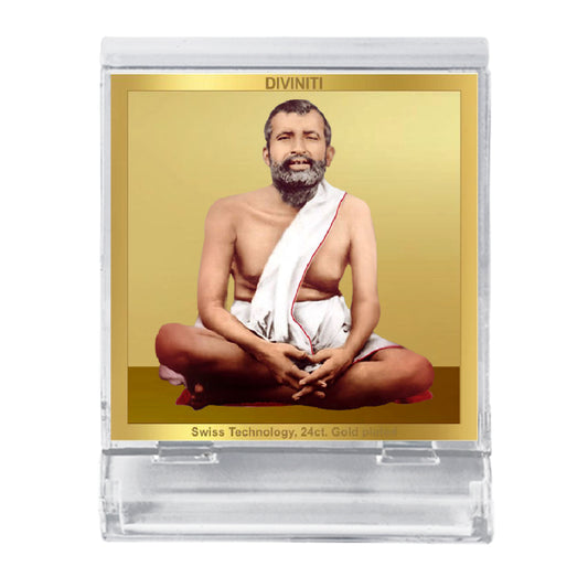 Diviniti 24K Gold Plated Ramakrishna Acrylic Frame for Car Dashboard, Home Decor, Tabletop, Puja Room, Festival Gift ACF3A (5.8x4.8 CM)