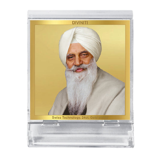 Diviniti 24K Gold Plated Radha Swami Acrylic Frame for Car Dashboard, Home Decor, Tabletop, Puja Room, Festival Gift ACF3A (5.8x4.8 CM)