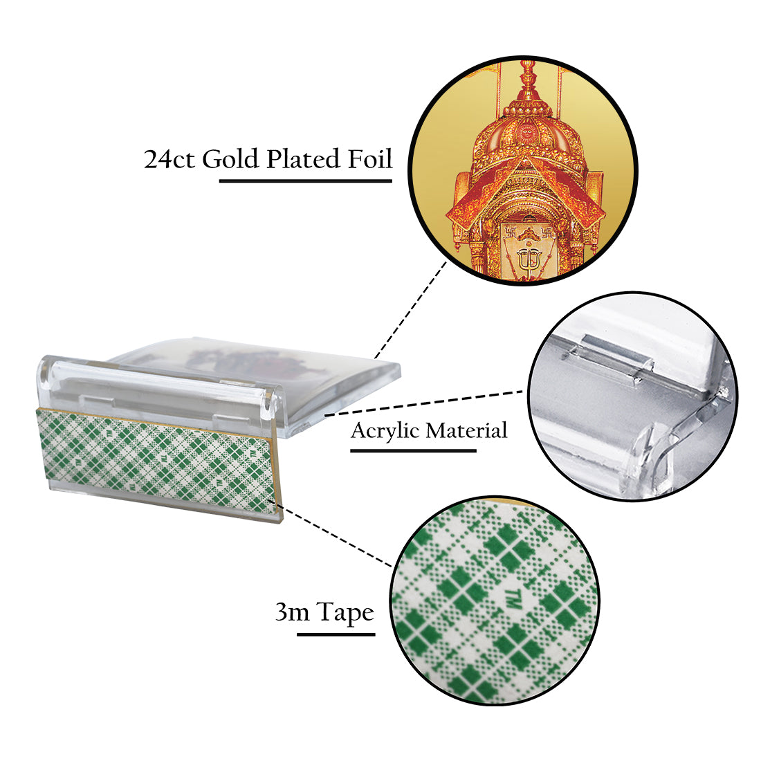 Diviniti 24K Gold Plated Foil Rani Sati Frame For Car Dashboard, Home Decor, Puja Room, Worship (11 x 6.8 CM)