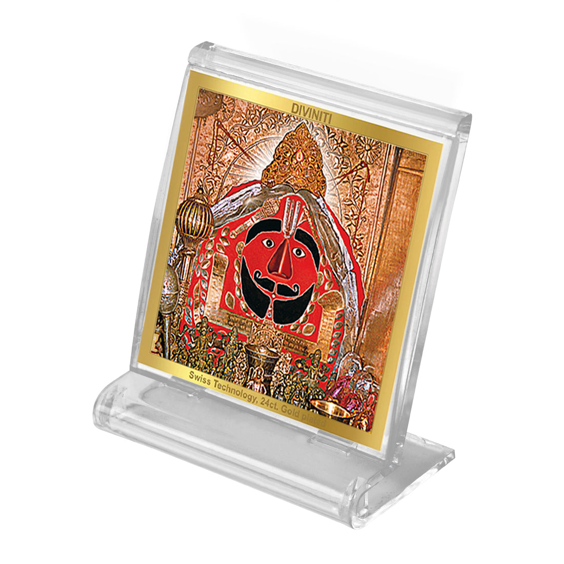 Diviniti 24K Gold Plated Salasar Balaji Acrylic Frame for Car Dashboard, Home Decor, Tabletop, Puja Room, Festival Gift ACF3A (5.8x4.8 CM)