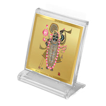 Load image into Gallery viewer, Diviniti 24K Gold Plated Shrinathji Frame For Car Dashboard, Home Decor, Table Top, Puja (5.8 x 4.8 CM)
