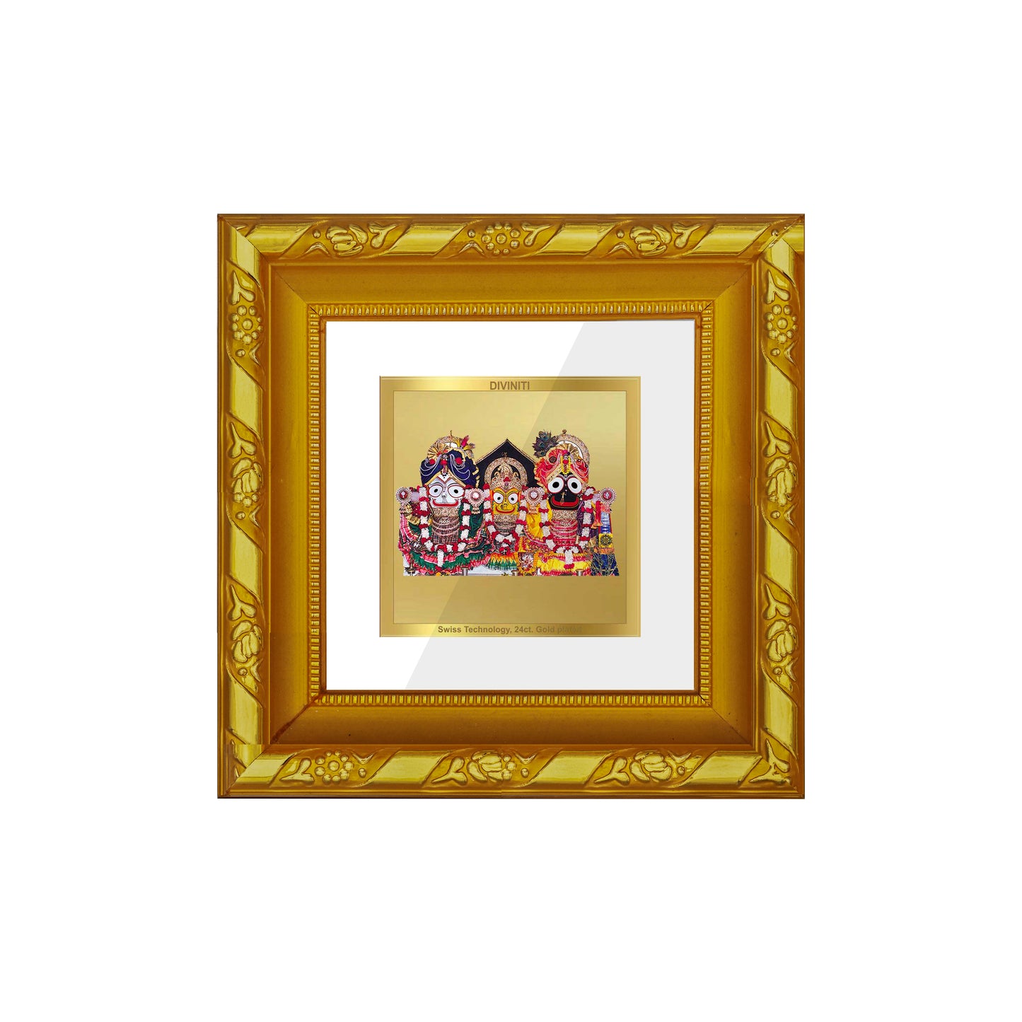 DIVINITI 24K Gold Plated Foil Lord Jagannath Wall Photo Frame for Workshop, Home Decor, Table Top, Gifts|DG103S1A (10x10 CM)