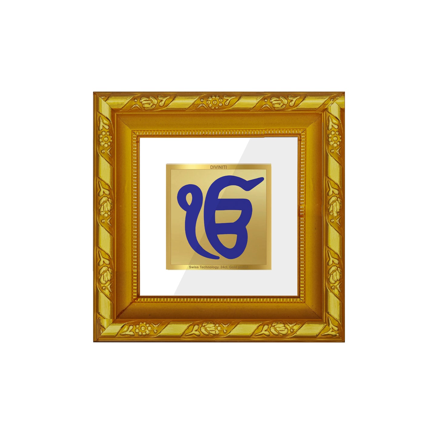 DIVINITI 24K Gold Plated Foil Ik Onkar Photo Frame for Workshop, Wall Hanging, Home Decor, Table Top, Gifts|DG103S1A (10x10 CM)