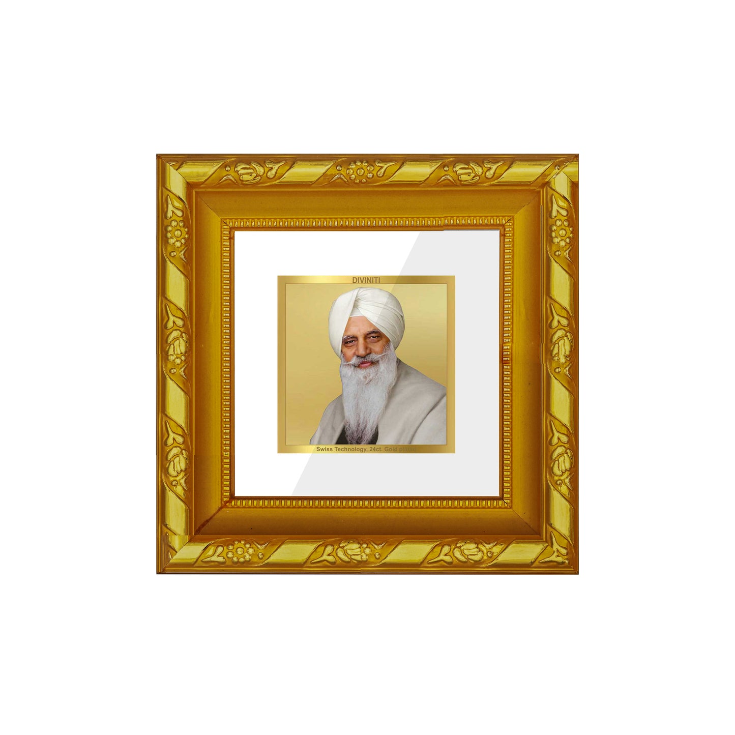 DIVINITI 24K Gold Plated Foil Radha Swami Modern Photo Frame Idol for Table Top, Home Decor, Workshop, Premium Gifts | DG103S1A (10x10 CM)