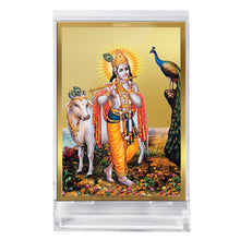 Load image into Gallery viewer, Diviniti 24K Gold Plated Lord Krishna Frame For Car Dashboard, Home Decor, Table Top, Gift (11 x 6.8 CM)

