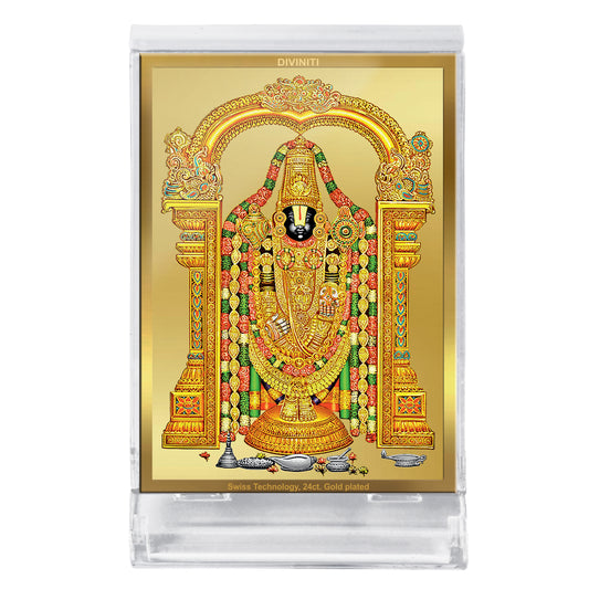 Lord Tirupati Balaji | Sri Venkateswara | Supreme Form of Vishnu from Tirumala Car Dashboard Frame in 24K Gold Plated Foil