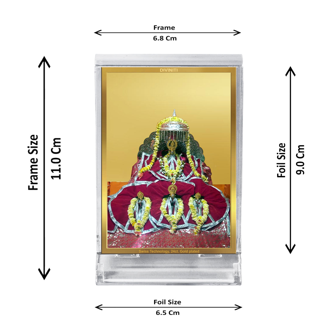 Diviniti 24K Gold Plated Foil Ram Lalla Frame For Car Dashboard, Home Decor Showpiece, Table (11 x 6.8 CM)