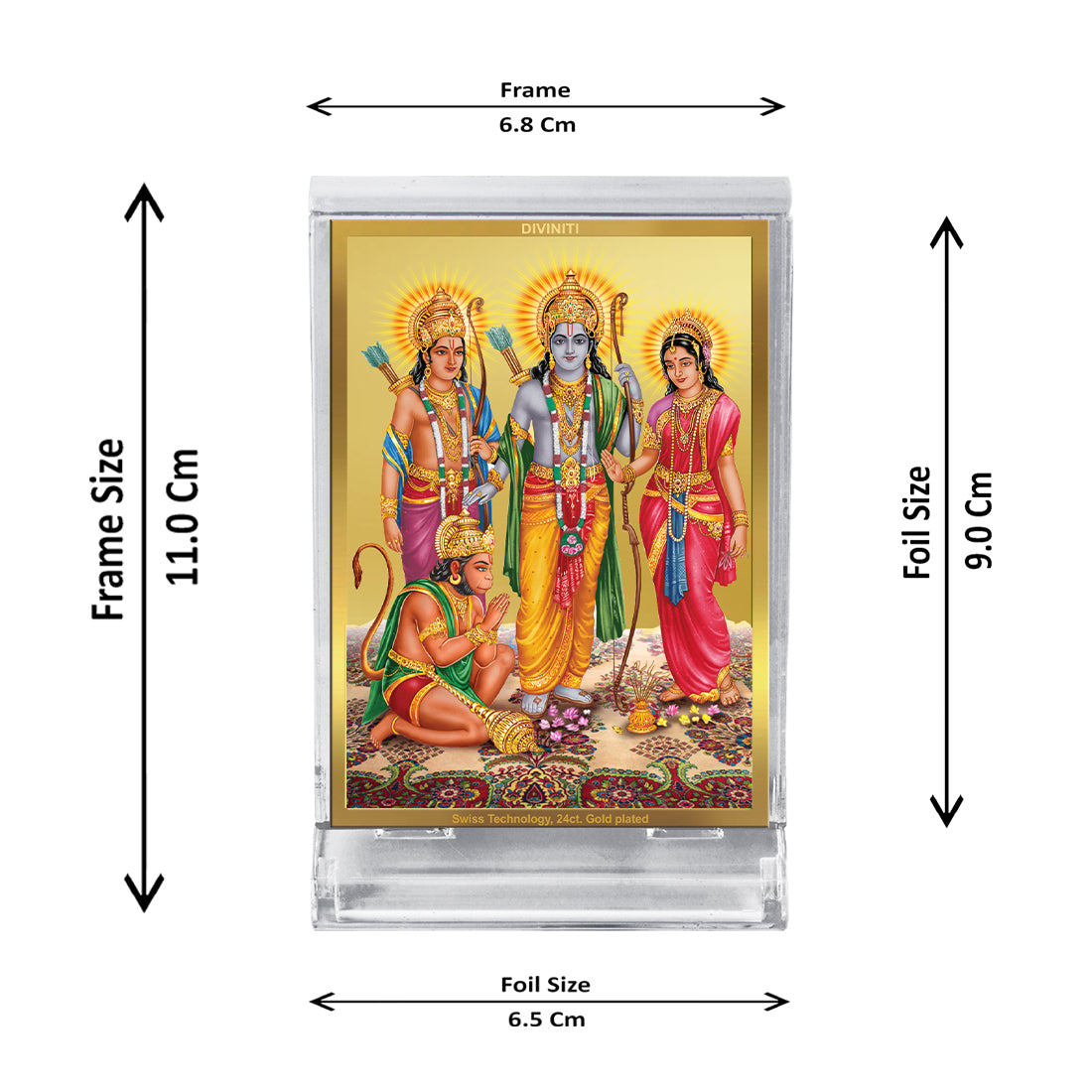 Diviniti 24K Gold Plated Foil Ram Darbar Frame For Car Dashboard, Home Decor Showpiece & Gift (11 x 6.8 CM)