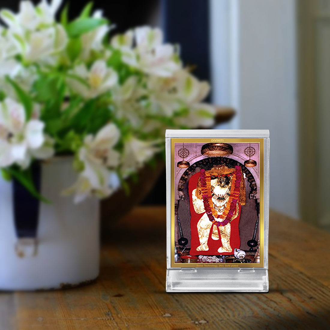 Diviniti 24K Gold Plated Foil Lord Mehandipur Balaji Frame For Car Dashboard, Home Decor, Puja, Gift (ACF 3)(11 x 6.8 CM)