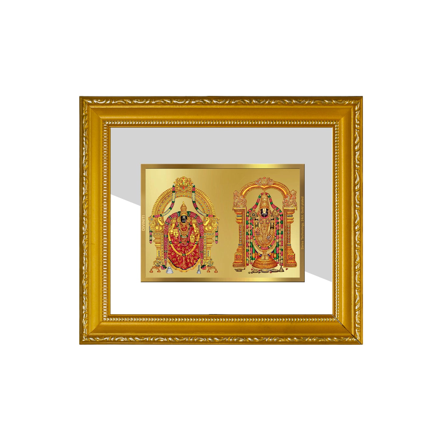 DIVINITI 24K Gold Plated Foil Padmavati & Tirupati Balaji Wall Photo Frame Religious Photo Frame Idol for Home & Office Decor Prayer, Gifts Items DG 101 Size 1 (15.3x14.9 CM)