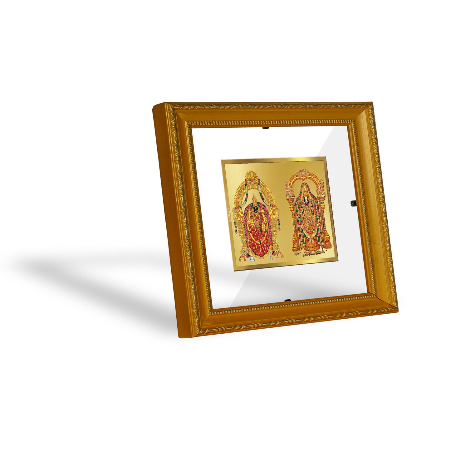 DIVINITI 24K Gold Plated Foil Padmavati & Tirupati Balaji Wall Photo Frame Religious Photo Frame Idol for Home & Office Decor Prayer, Gifts Items DG 101 Size 1 (15.3x14.9 CM)
