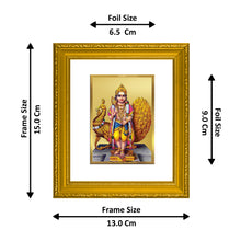 Load image into Gallery viewer, DIVINITI Murugan Gold Plated Wall Photo Frame| DG Frame 101 Wall Photo Frame and 24K Gold Plated Foil| Religious Photo Frame Idol For Prayer, Gifts Items (15.5CMX13.5CM)
