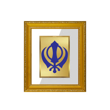 Load image into Gallery viewer, DIVINITI Khanda Sahib Gold Plated Wall Photo Frame| DG Frame 101 Wall Photo Frame and 24K Gold Plated Foil| Religious Photo Frame Idol For Prayer, Gifts Items (15.5CMX13.5CM)
