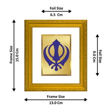 Load image into Gallery viewer, DIVINITI Khanda Sahib Gold Plated Wall Photo Frame| DG Frame 101 Wall Photo Frame and 24K Gold Plated Foil| Religious Photo Frame Idol For Prayer, Gifts Items (15.5CMX13.5CM)
