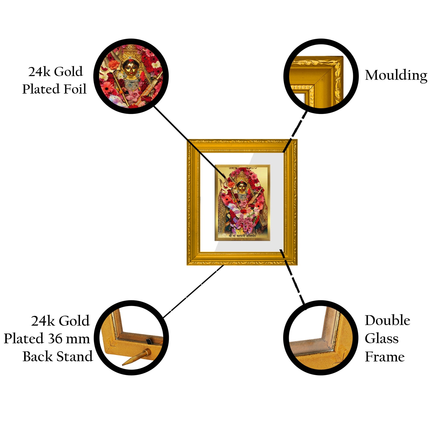 Tara Devi | Divine Mother of Protection & Compassion Wall & Tabletop Photo Frame in 24K Gold Plated Foil