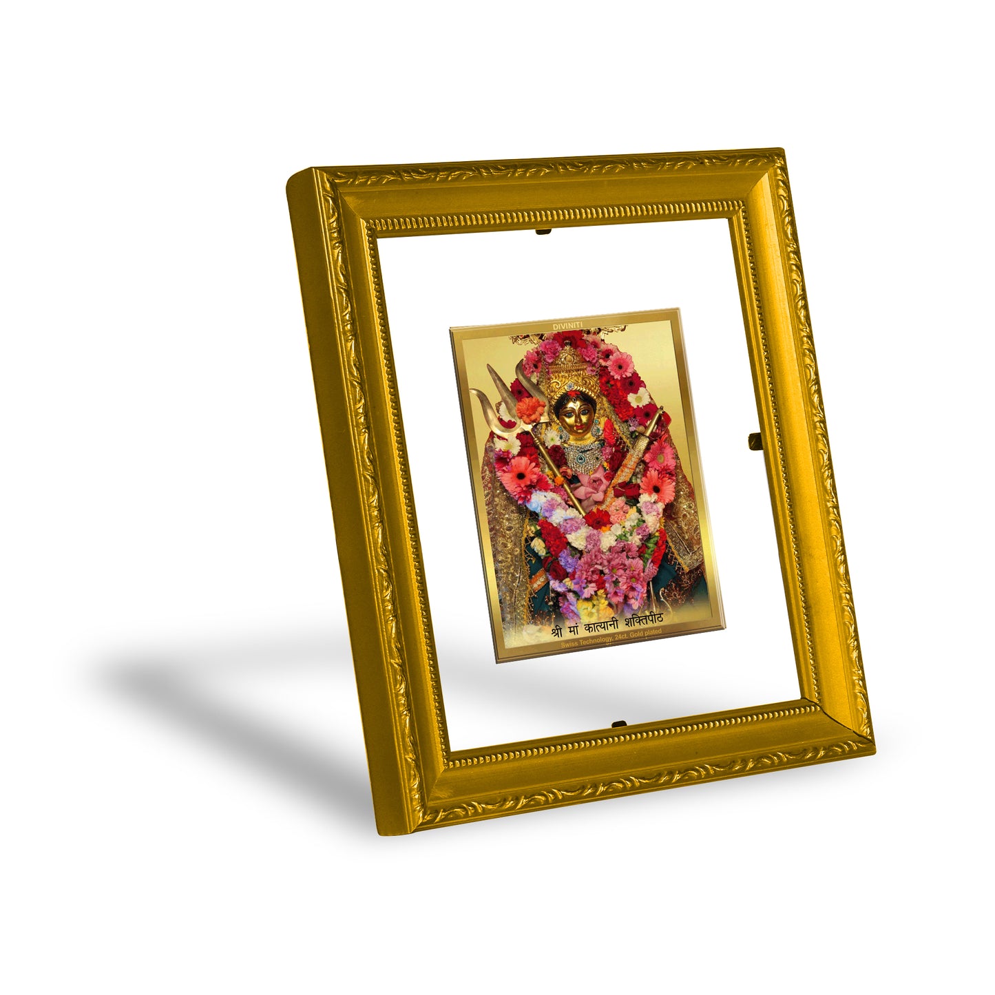 DIVINITI 24K Gold Plated Foil Kali maa Wall Photo Frame Religious Photo Frame Idol for Home & Office Decor Prayer, Gifts Items DG 101 Size 1 (15.3x14.9 CM)