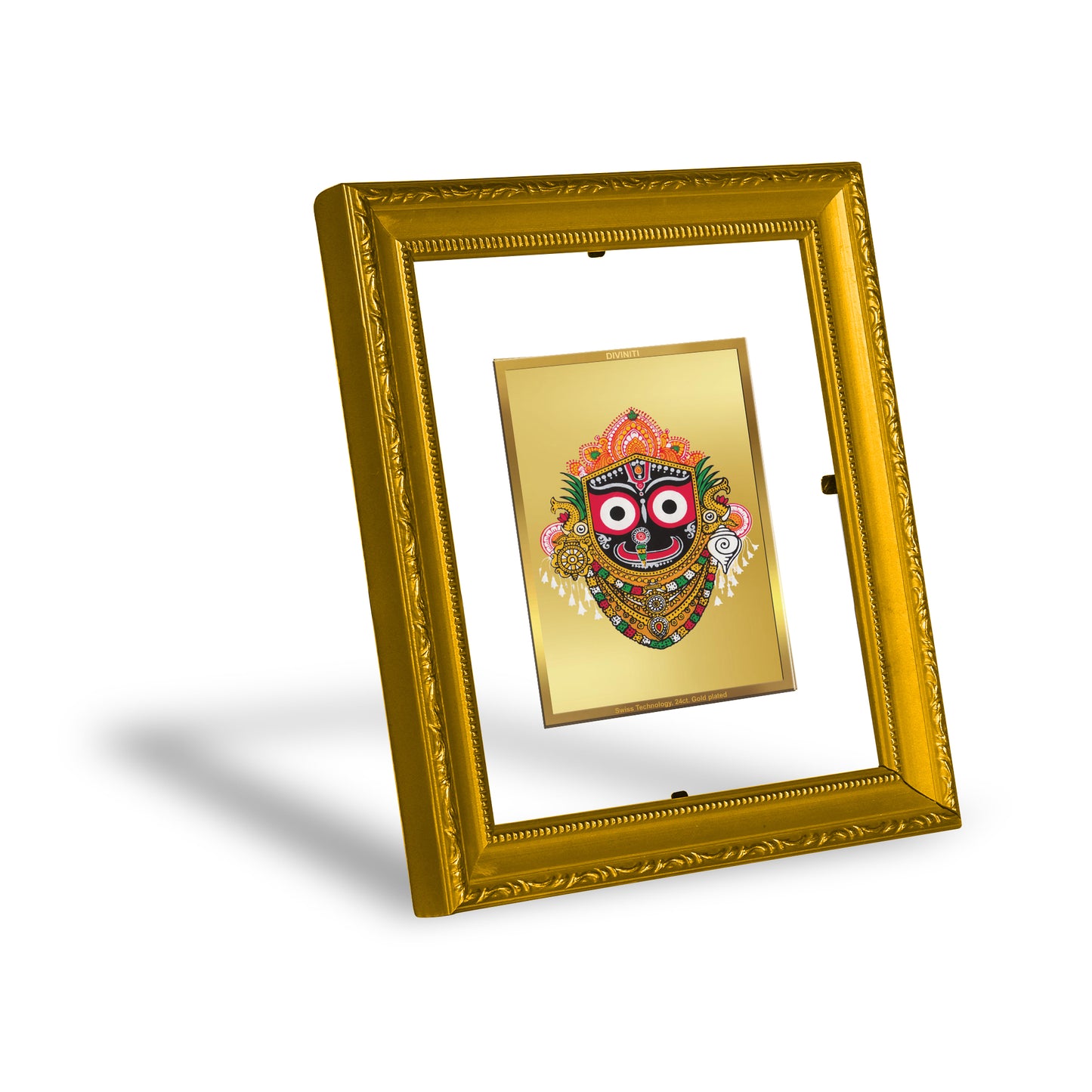 DIVINITI 24K Gold Plated Foil Jagannath Wall Photo Frame Religious Photo Frame for Home & Office Decor Prayer Gift Items DG 101 Size 1 (15.3x14.9 CM)