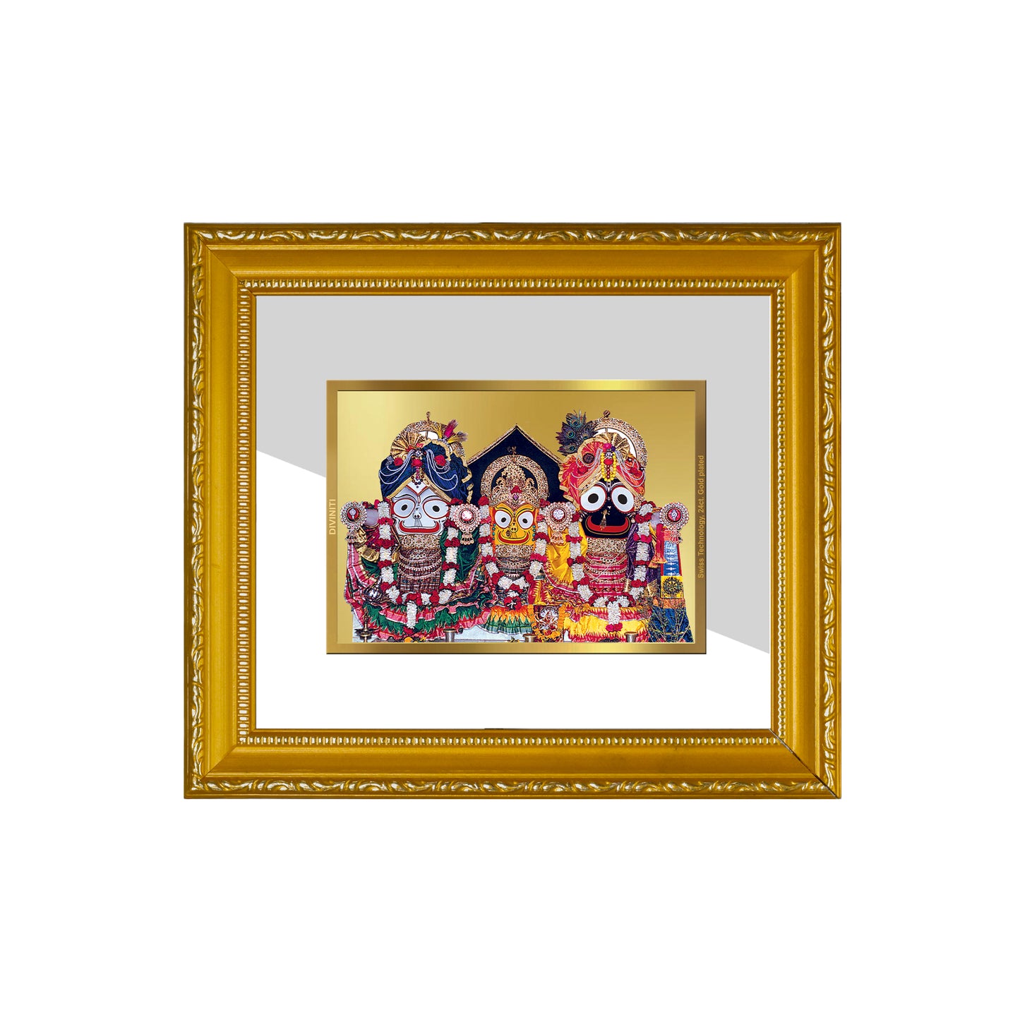 DIVINITI 24K Gold Plated Foil Jagannath Wall Photo Frame Religious Photo Frame Idol for Home & Office Decor Prayer, Gifts Items DG 101 Size 1 (15.3x14.9 CM)