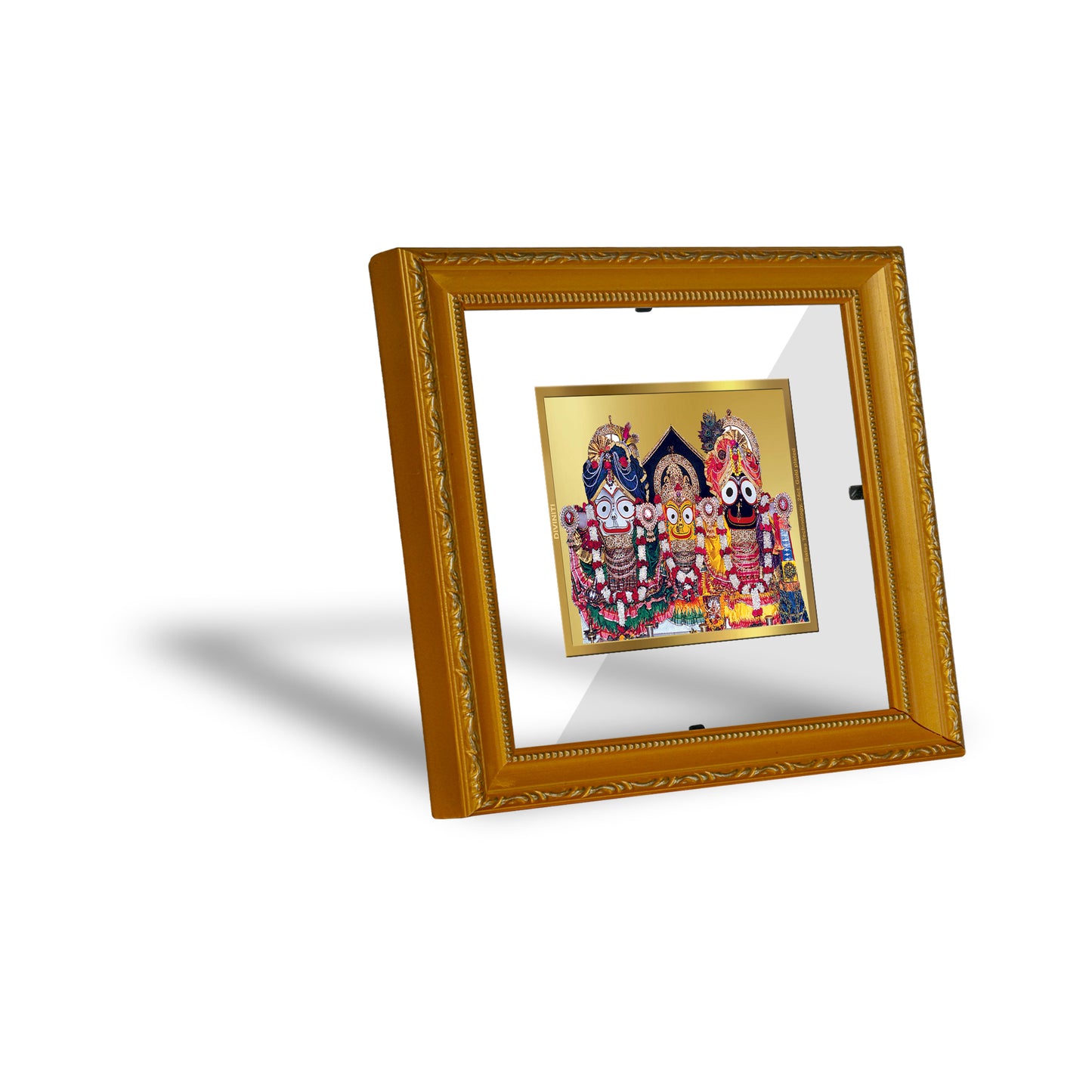 DIVINITI 24K Gold Plated Foil Jagannath Wall Photo Frame Religious Photo Frame Idol for Home & Office Decor Prayer, Gifts Items DG 101 Size 1 (15.3x14.9 CM)