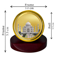 Load image into Gallery viewer, Diviniti 24K Gold Plated Taj Mahal Frame For Car Dashboard, Home Decor, Table, Luxury Gift (5.5 x 5.0 CM)
